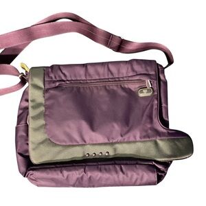 TUMI T-Tech Messenger Large Crossbody Laptop Carry Bag   Purple/green EUC